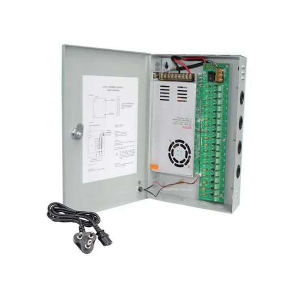 Power Supply CCTV 18 CH – 12 V ⎓ 20 A – Boîtier centralisé bon prix en vente au Cameroun