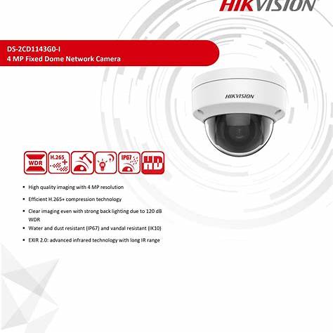 Hikvision DS‑2CD1143G0‑I – Caméra IP dôme 4 MP, IR 30 m, IP67, IK10