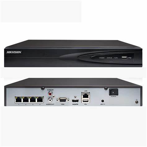 NVR Hikvision DS‑7604NI‑Q1/4P : enregistreur réseau 4 canaux PoE, vidéo jusqu’à 8 MP, sortie HDMI 4K, audio bi-directionnel, détection intelligente et accès mobile – solution complète de vidéosurveillance.