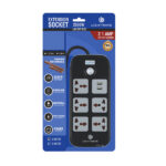 Surge LW EXT‑52U 3 m – Multiprise 5 prises universelles + 2 ports USB avec protection intégrée
