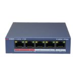 Switch HIKVISION DS‑3E0105P‑E/M(B) non‑géré 4 ports PoE+, 35 W, jusqu’à 300 m de portée, protection 6 kV, installation plug‑and‑play — idéal pour vos caméras IP.