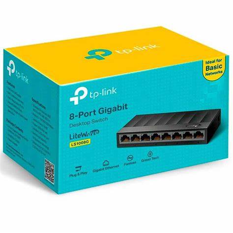 TP‑Link LS1008G – Switch 8×Gigabit, fanless, plug‑&‑play