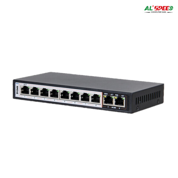 D-Link DES-F1010P-E/B – Switch Fast Ethernet 10 ports avec PoE+ longue portée (250 m)