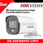 Hikvision DS‑2CE10KF0T‑LPFS – Caméra bullet ColorVu 3K (~5 MP) Full HD avec micro intégré