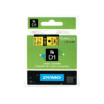 Cassette de ruban DYMO D1 45018 12 mm × 7 m, texte noir sur fond jaune