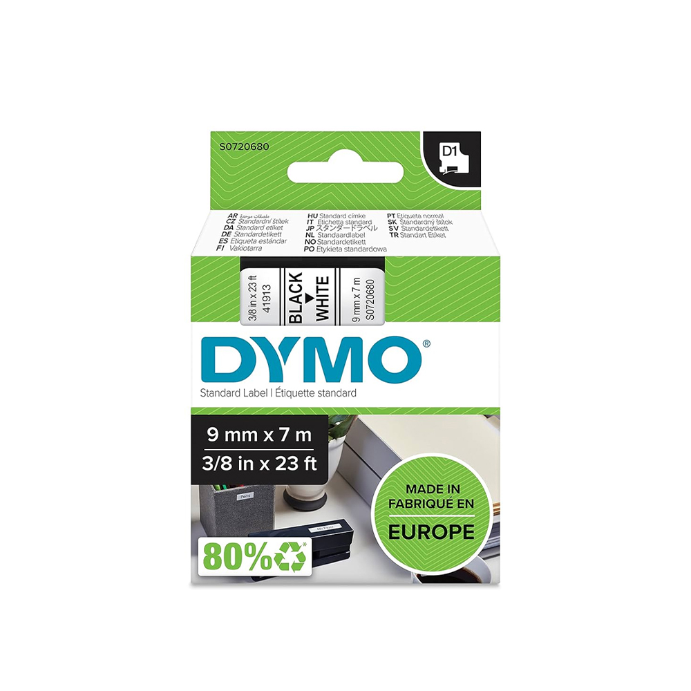 RUBAN ETIQUETTEUSE DYMO D1 9mmx7 BLACK WHITE