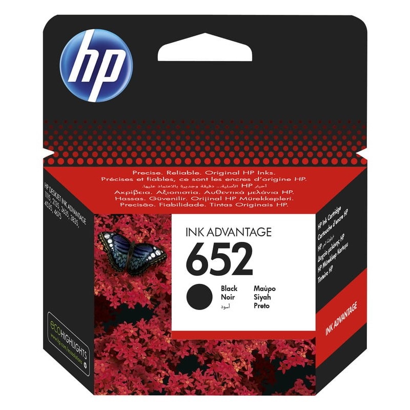 Cartouche d’encre originale HP 652 noire pour DeskJet Ink Advantage