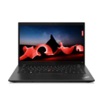 Ordinateur portable Lenovo ThinkPad L14 Gen 4 ouvert, coloris noir, vue de trois quarts