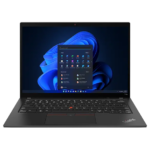 Ordinateur portable Lenovo ThinkPad T14s Gen 4 de 14 pouces ouvert, coloris noir, vue de trois quarts
