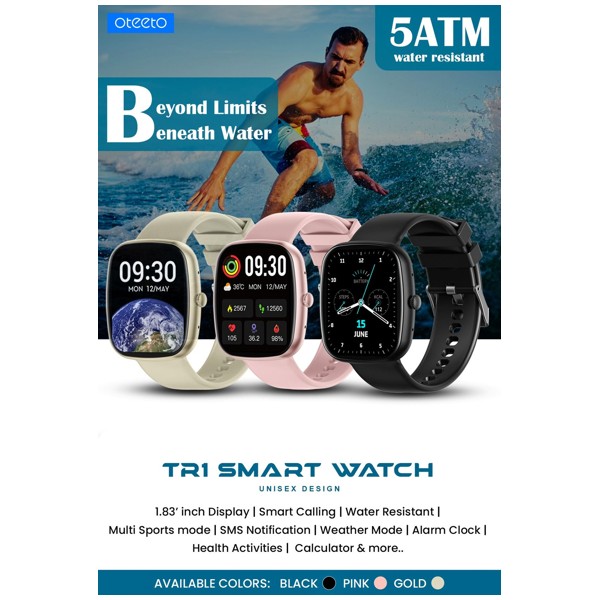 Montre connectée oteeto TR1 à écran AMOLED 1,83 pouce