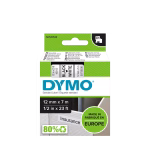 Cassette DYMO D1 45013 de 12 mm × 7 m, texte noir sur ruban blanc