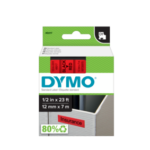 Cassette DYMO D1 45017 de 12 mm × 7 m, texte noir sur ruban rouge