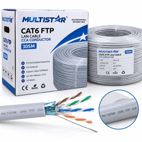 Multistar Cat6 FTP CCA – câble réseau Ethernet blindé 305 m, visuel illustratif